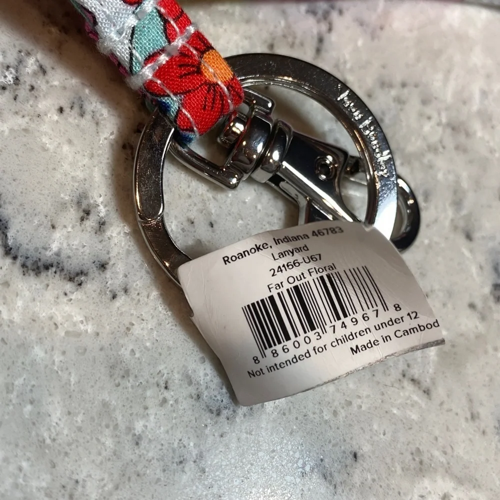 Vera Bradley Floral Keychain Lanyard Far out Floral Pattern -New With Tags